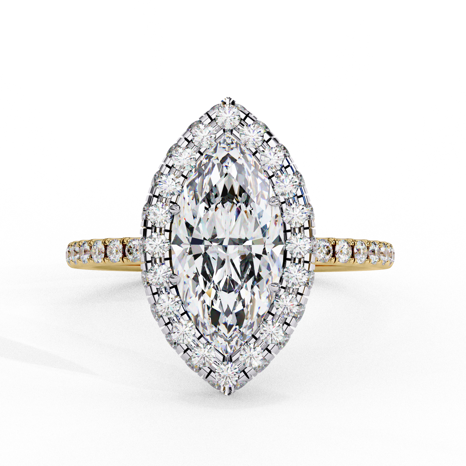 Marquise Cut Diamond Halo Engagement Ring